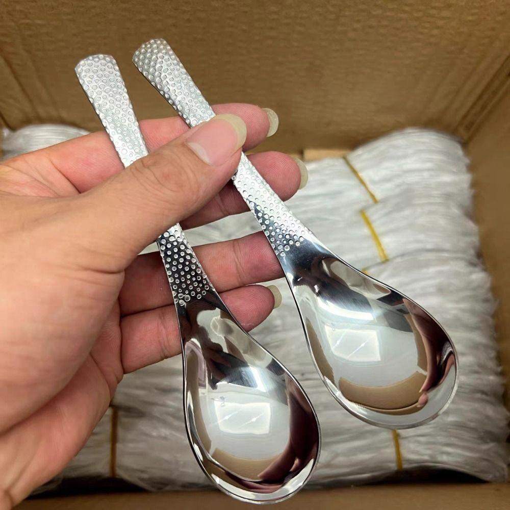 

2PCS Stainless Steel Rice Scoop Silver Deepen Spoon New Tablespoon Home with hole