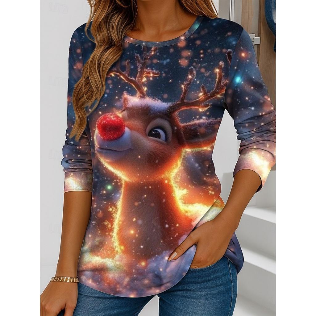 Damen T-Shirt,3D-Druck,O-Ausschnitt,Kurzarm,Casual,Leichtes Oberteil,frisch,Hip Hop ,Große Größe,Mode