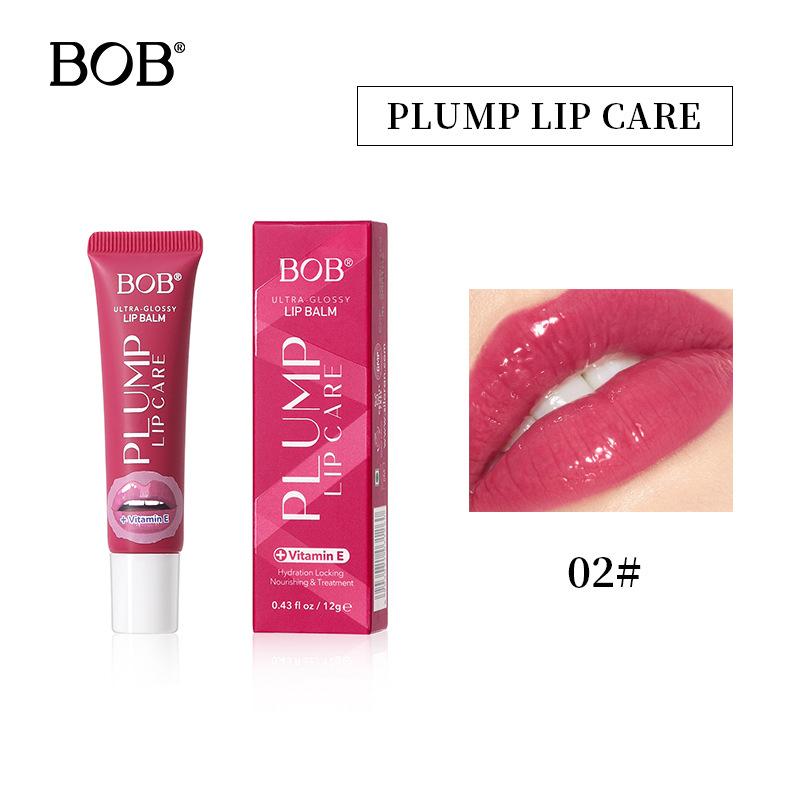 BOB European and American Hose Lip Gloss Moisturizing Lip Enlargement Lasting Moisturizing Moisturizing Gloss Color Lip Glaze Lipstick 12G