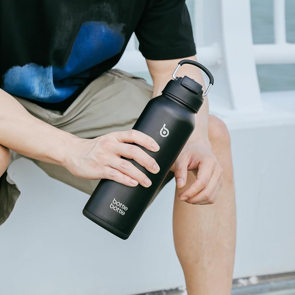 BOTTLE BOTTLE Water Bottle 1L Vacuum Insulated Stainless Steel 2-Way Lid with Straw Direct Drinking