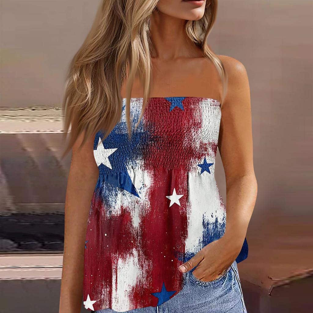 Sommer Schlauchtops für Damen, Niedliches Sexy Off-Shoulder Print Ärmelloses T-Shirt
