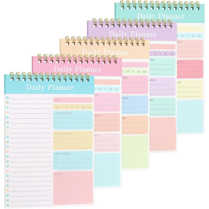 5 Pack to Do List Pad, Undated Daily Planner A5 Notepads, 150 Pages Diary to Do