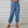 Women Cotton Linen Pants Solid Color Elastic Waist Loose Straight Trousers Female Harajuku High Waist Wide Leg Pants