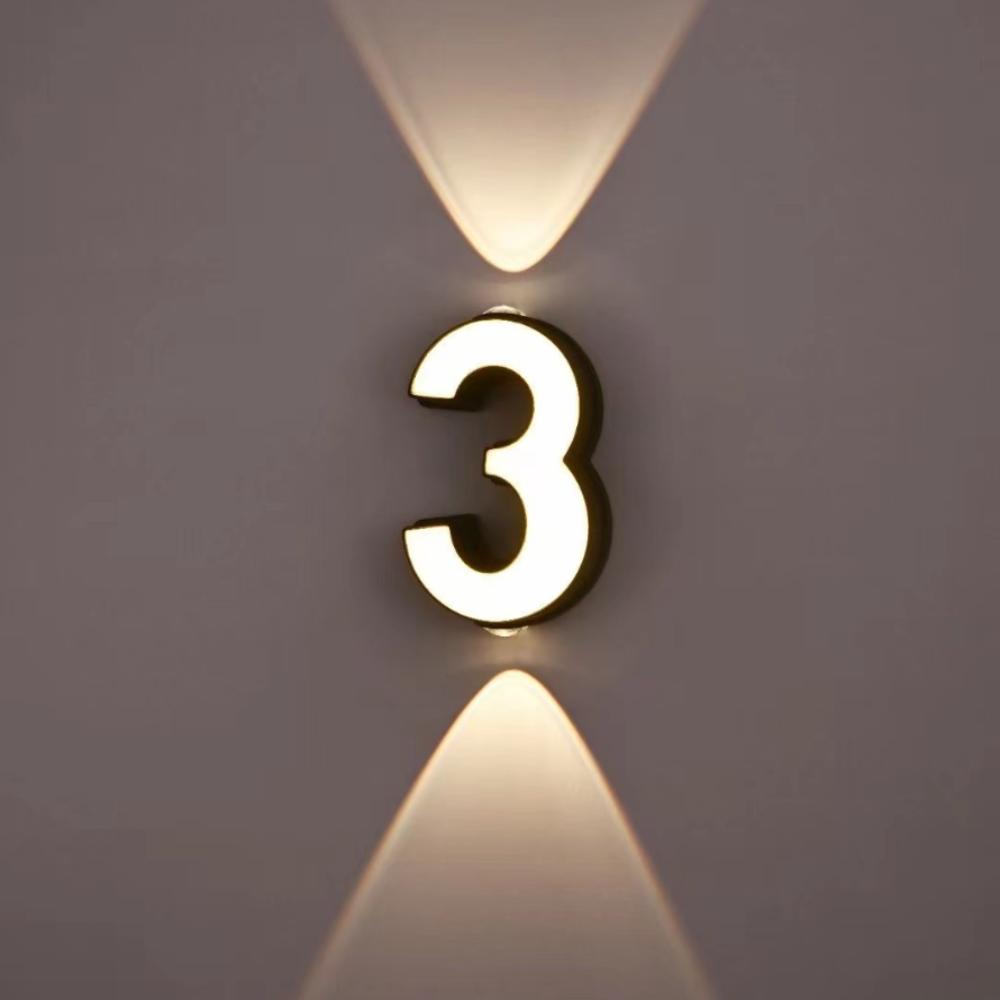 Minimalist Styling Nordic Modern LED Wall Light Simple Geometric Structure Waterproof House Number Plaque Lamp