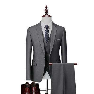 Suit (Blazer+ Vest + Pants) Men's Fashion Business Trend Casual Party Outdoor Wedding Groom's Dress Solid Color Set