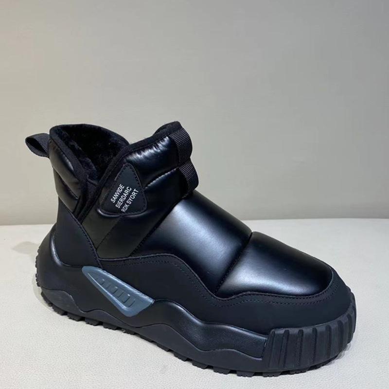 Pánské zimní teplé fuzzy boty do sněhu Lehké kotníkové boty s protiskluzovou podšívkou z umělé kožešiny pro muže Neformální PU kůže Pohodlné vycházkové krátké boty