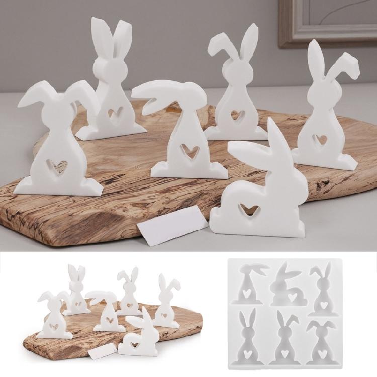 Silicone Ornament Molds Easter Rabbit Designs Easy Releasing Mold Silicone Texture Home Decors Mold for Craft Projects