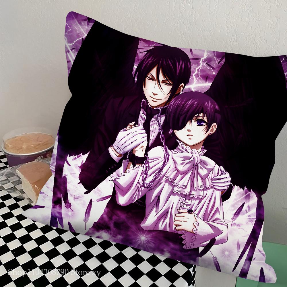 Black Butler Anime Kuddfodral Mode Fyrkantigt Kuddfodral Sovrum Soffa Rum Ins Dekoration Fritid Kuddfodral 40x40