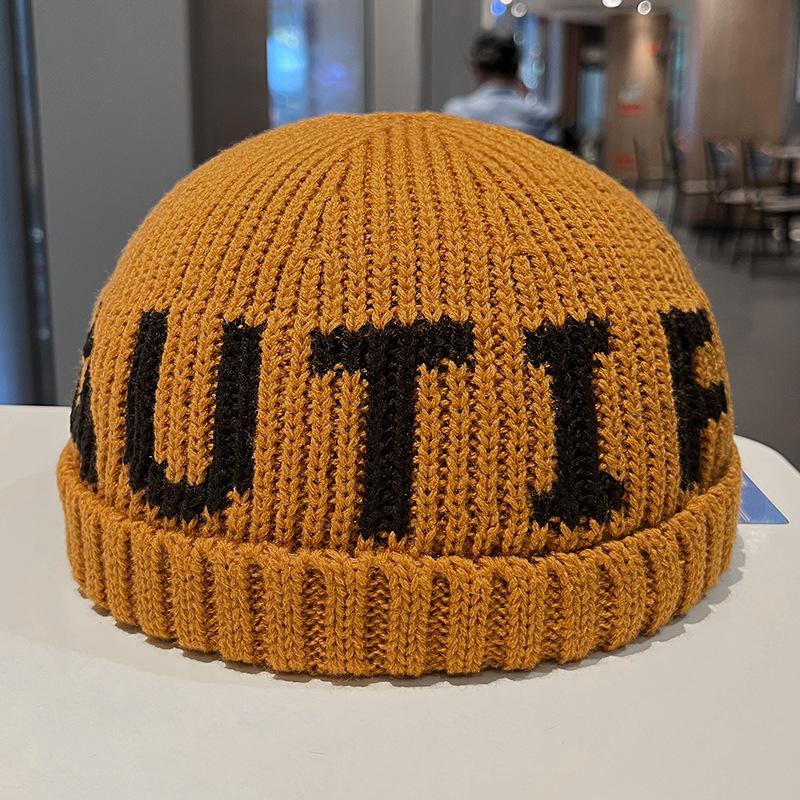 Autumn and winter new landlord hat letter embroidery knitted hat Internet celebrity fashion simple wool hat warm cold hat