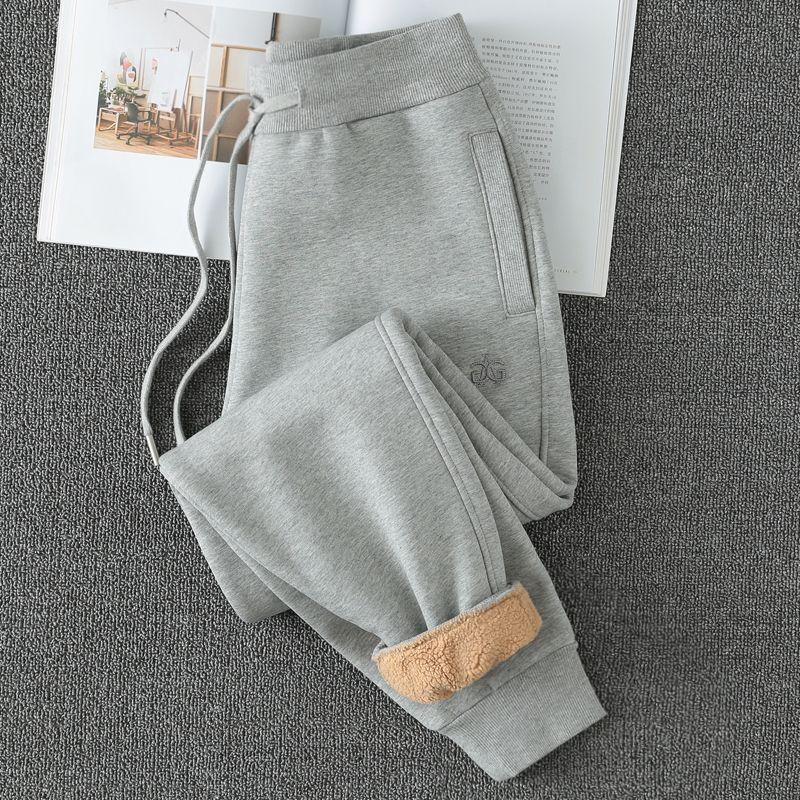 Lamb Wool Thickened Winter White Sweatpants