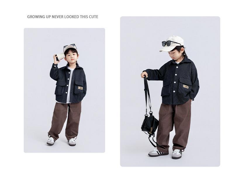 Boys' Stylish Long-Sleeve Turn-Down Collar Shirt - 2025 Spring/Autumn Collection