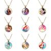 Charming Ariel Little Mermaid Time Gemstone Pendant Necklace Cartoon Princess Jewelry