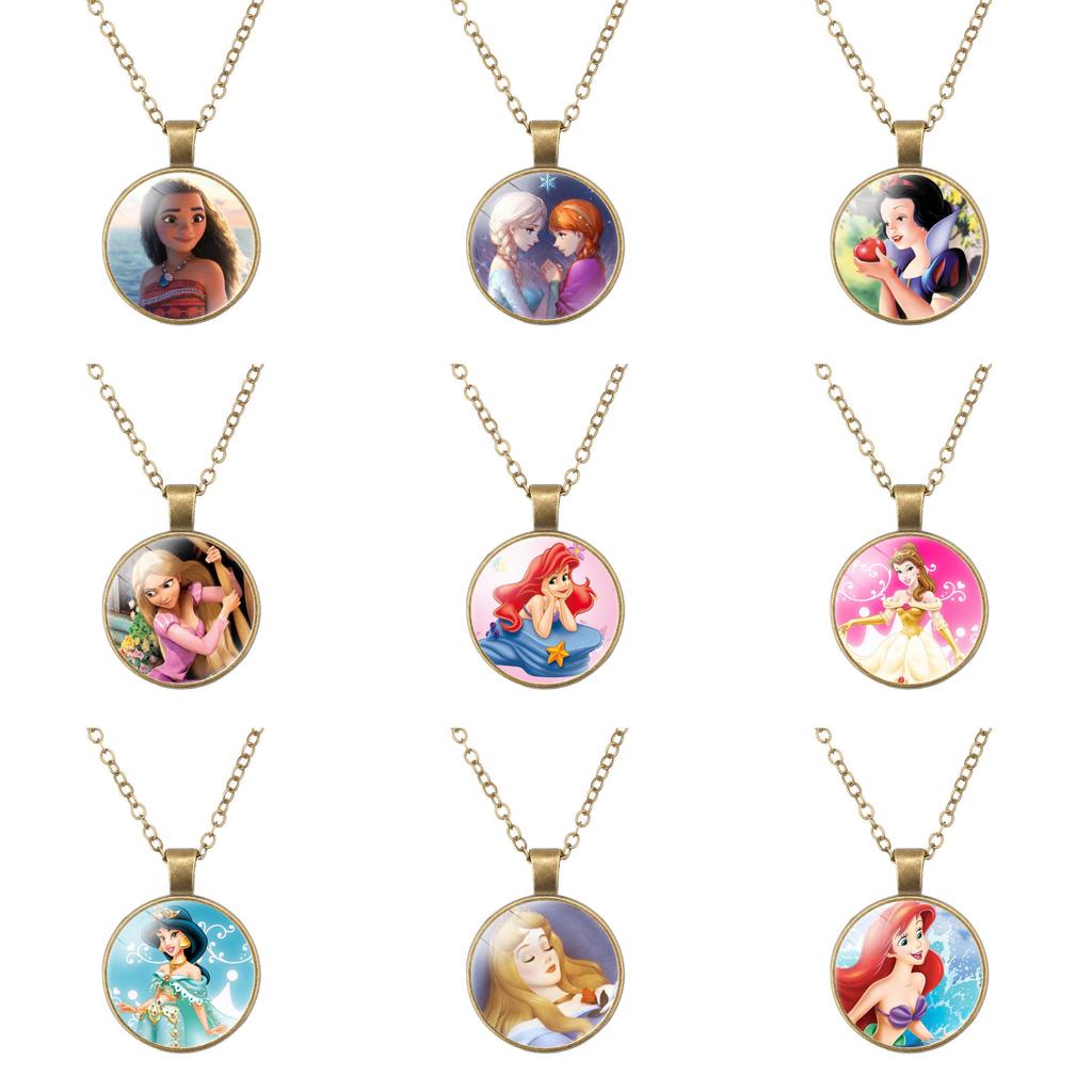 Charming Ariel Little Mermaid Time Gemstone Pendant Necklace Cartoon Princess Jewelry