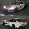 DYMNQM1 1/32 TOYOTA SUPRA GT4 Diecast Alloy Car Model Racing Car Metal Simulation Vehicles With Loght And Sound For Boy Children Gifts
