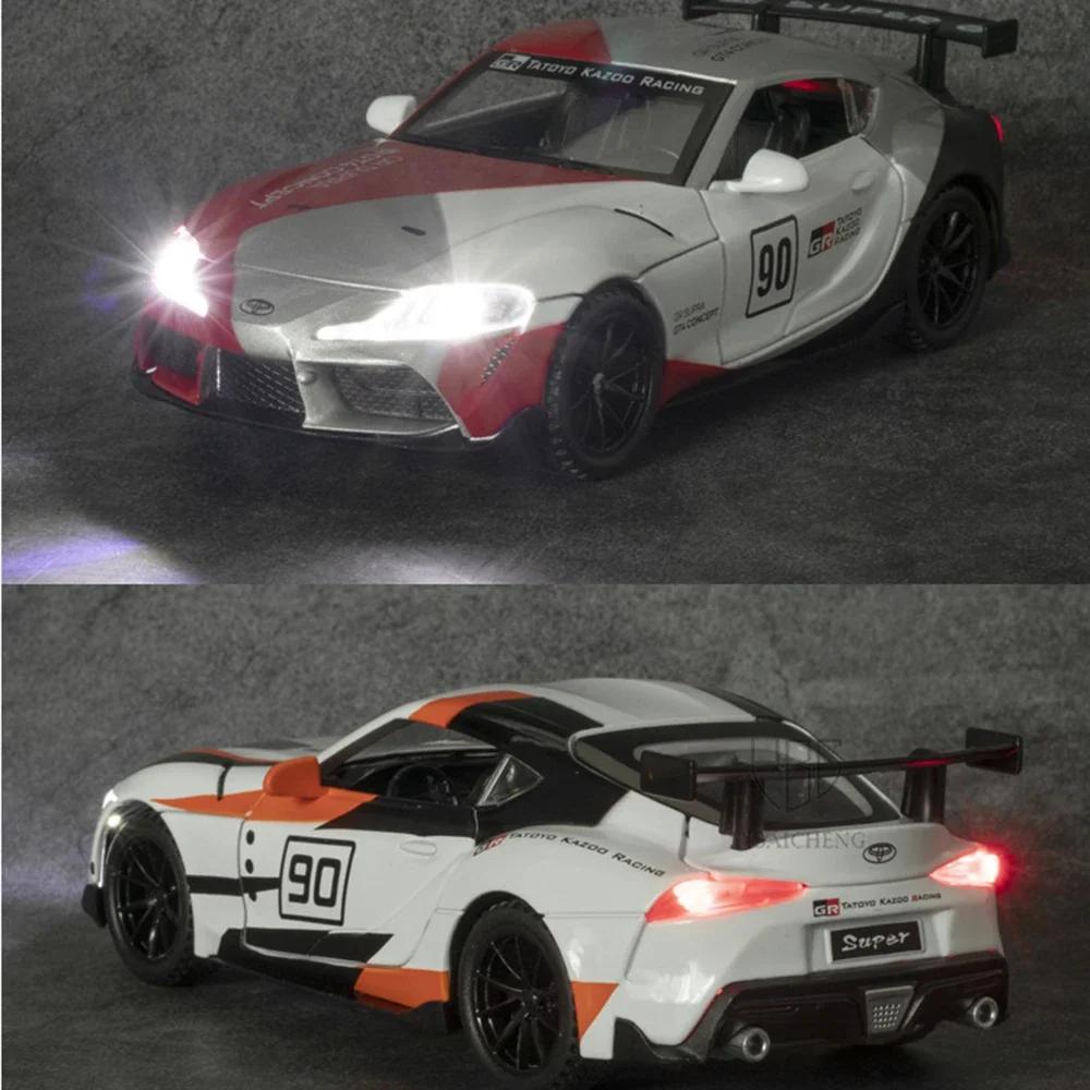 DYMNQM1 1/32 TOYOTA SUPRA GT4 Diecast Alloy Car Model Racing Car Metal Simulation Vehicles With Loght And Sound For Boy Children Gifts