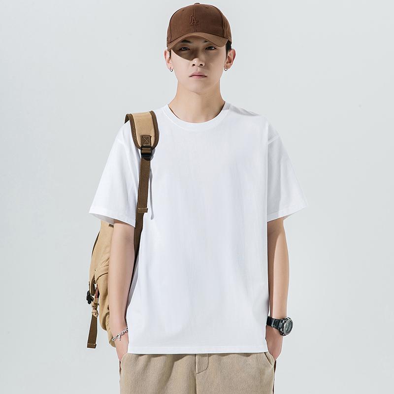 Letní Kulatý Výstřih Jednobarevné Krátký Rukáv Tričko Pánské Volné Ležérní Všestranné Svetr Bavlna Tričko Top