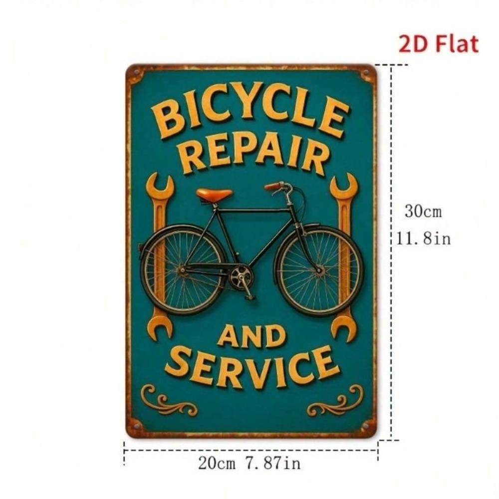 Vintage Metal Garage Sign Bicycle Repair Wall Decor 20x30cm