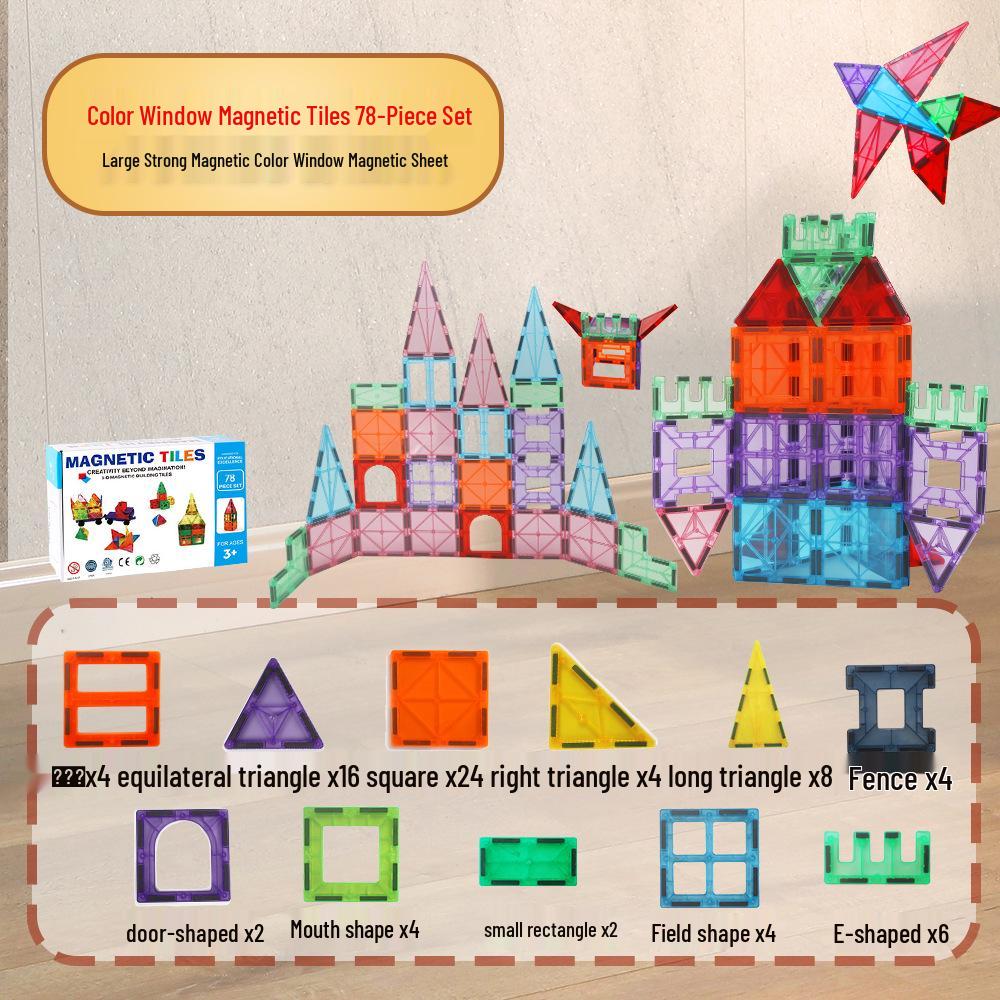 2025 Stained Glass Magnetic Tile Track & Ball Slide Building Set for Kids