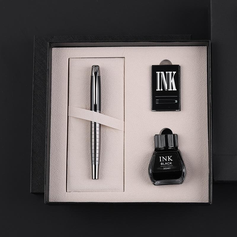 

Стальная ручка, чернильный мешочек, металлический набор ручек, подарочная коробка для бизнеса, ручка высокого класса, изысканный подарок Curved tip-1.0mm