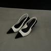 French Pointed High-heeled Shoes for Women In the Summer of 2025 New Color Blocking Style, Fashionable Toe Cap Sandals