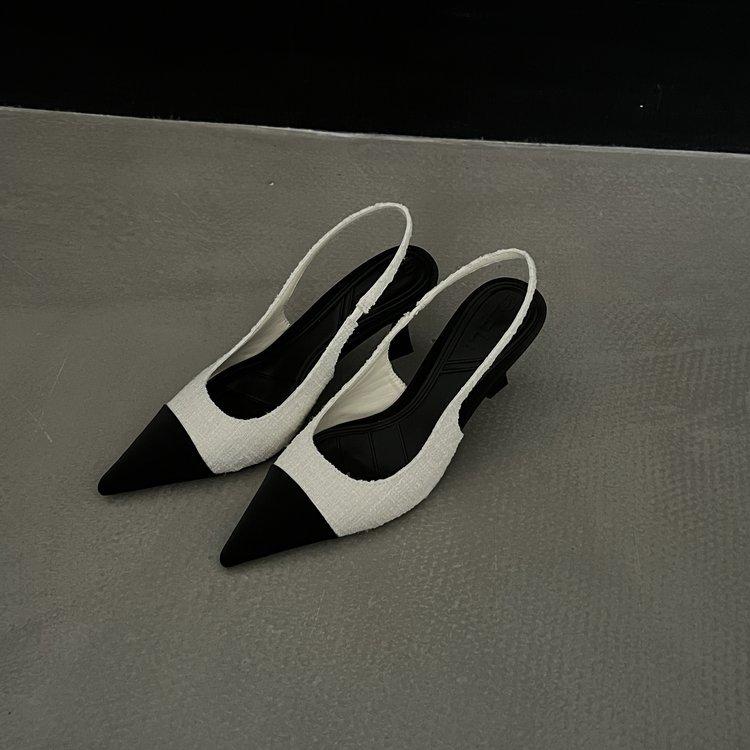 French Pointed High-heeled Shoes for Women In the Summer of 2025 New Color Blocking Style, Fashionable Toe Cap Sandals