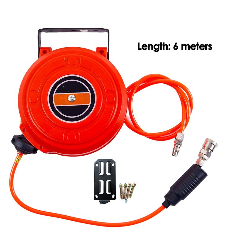 6m Einziehbarer Luftschlauchaufroller Automatischer Einziehbarer Luftkompressor-Schlauchaufroller Schwenkbarer Auslaufsicherer Luftschlauchaufroller Für die Automobilwartung