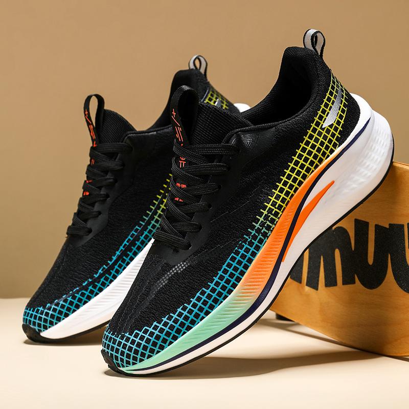 Fashion High End Brand Men's Racing Running Shoes Soft Elastic Anti Slip Men's Mesh Casual Shoes Summer Lightweight Walking Shoes