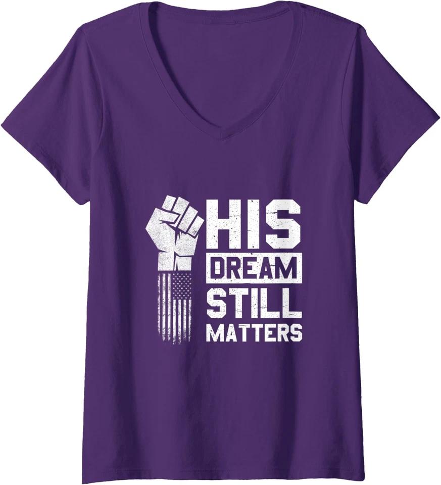 Dreamin MLK Martin Luther King 1963 Ladies  V-Neck Tshirt S