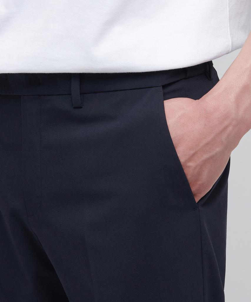 MUSINSA STANDARD [Cooltandard] Semi-Wide Hidden Elastic Waist Slacks [Navy]