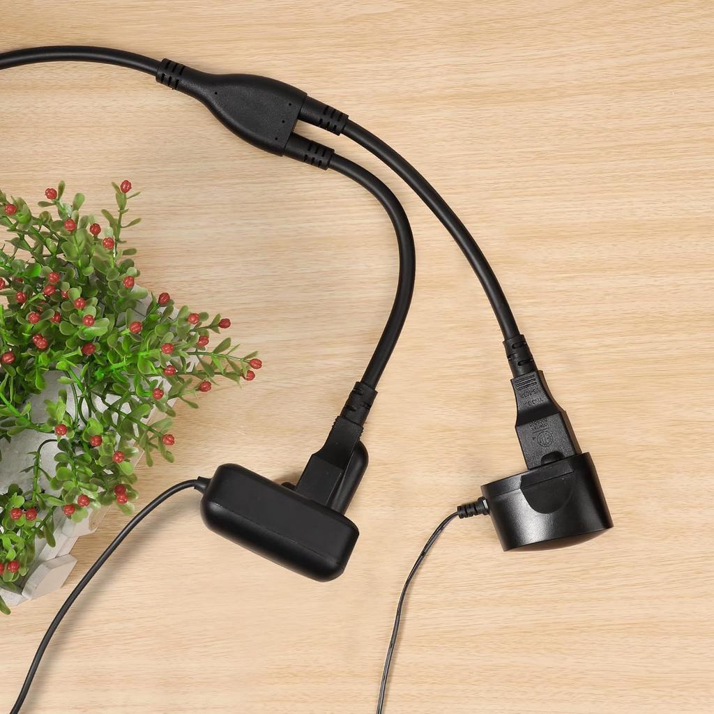 Y Splitter Extension Cord 6 Foot, 3 Prong Power Cord 1 To 2 Outlet Splitter, 16 Gauge 13A 1625W SJT Cable, ETL Listed, Black