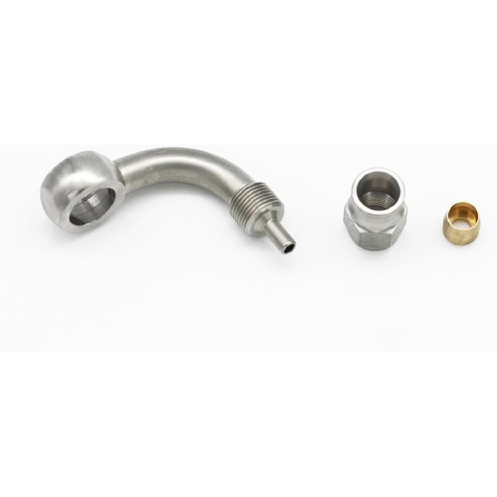 Stainless Steel 90 Degree Brake Hose End Fitting Banjo Eye Hole Diameter 10.2mm M10 to AN3 PTFE Brake Hose Line With Brass Olive
