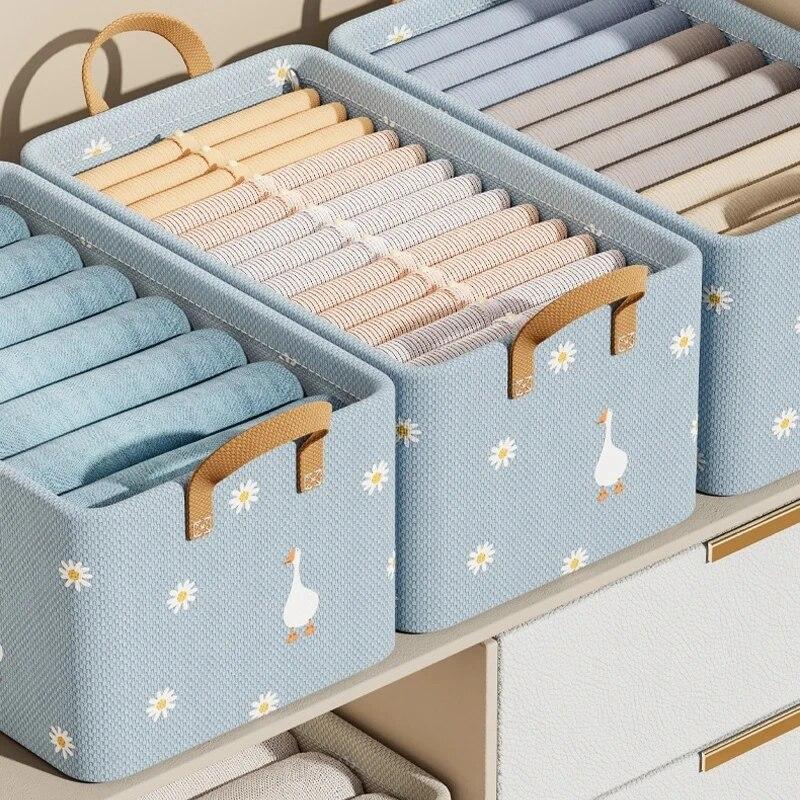 Clothes Storage Box Household Wardrobe Organizer Jeans Divider Storage Box Foldable Storage Basket Underwear Socks Artifact Box