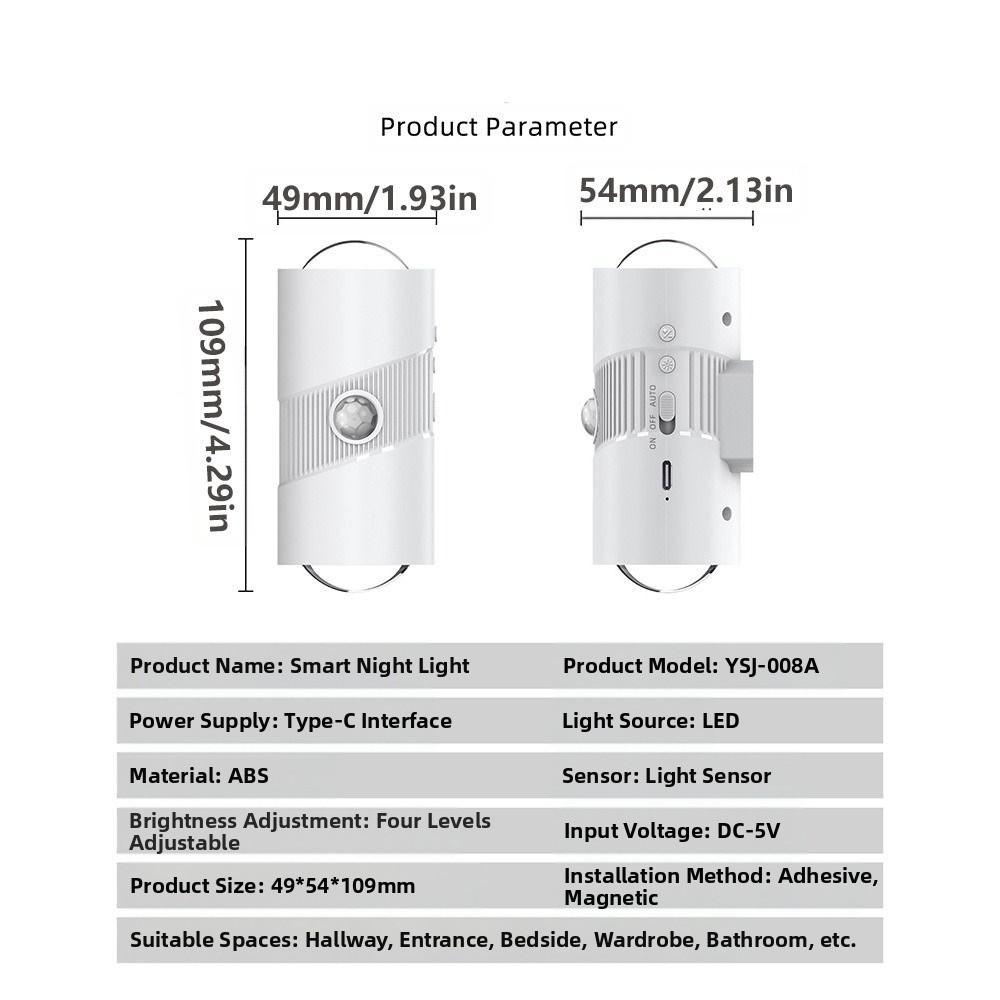 Colorful Gradient Motion Sensor Night Light Magnetic Mounting Rechargeable LED Wall Light Up Down Lighting Human Body Induction