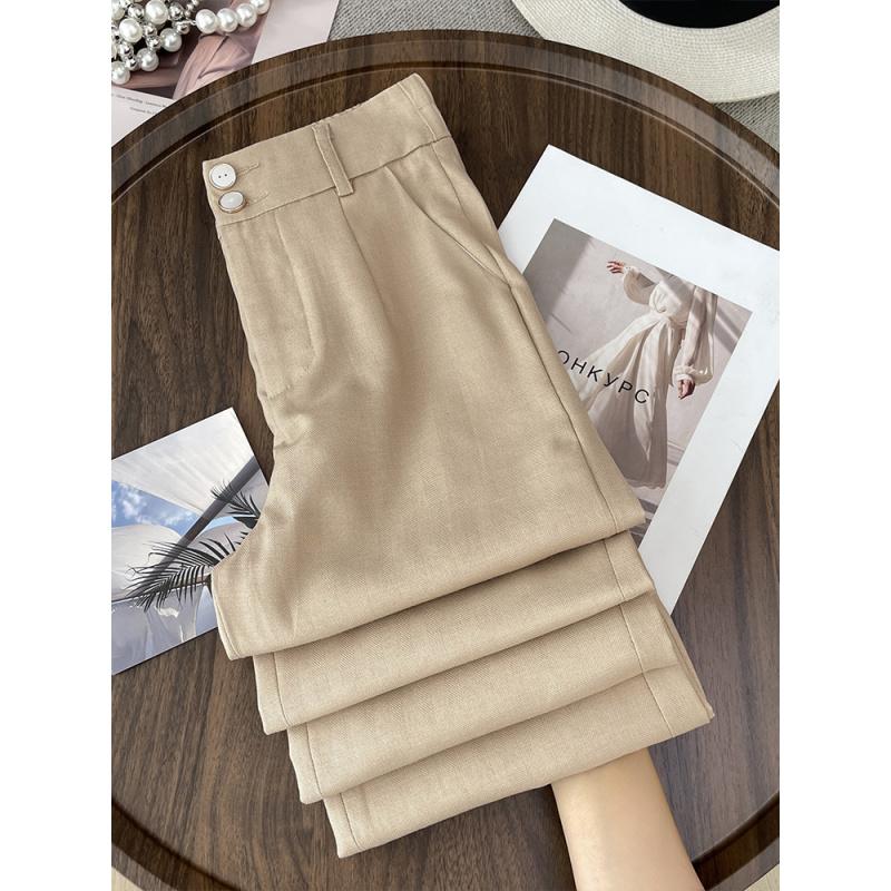 New White Tencel Linen Wide-Leg Pants for Women, Summer Thin Anti-Wrinkle Cotton Linen Suit Pants, Draped Ice Silk Pants