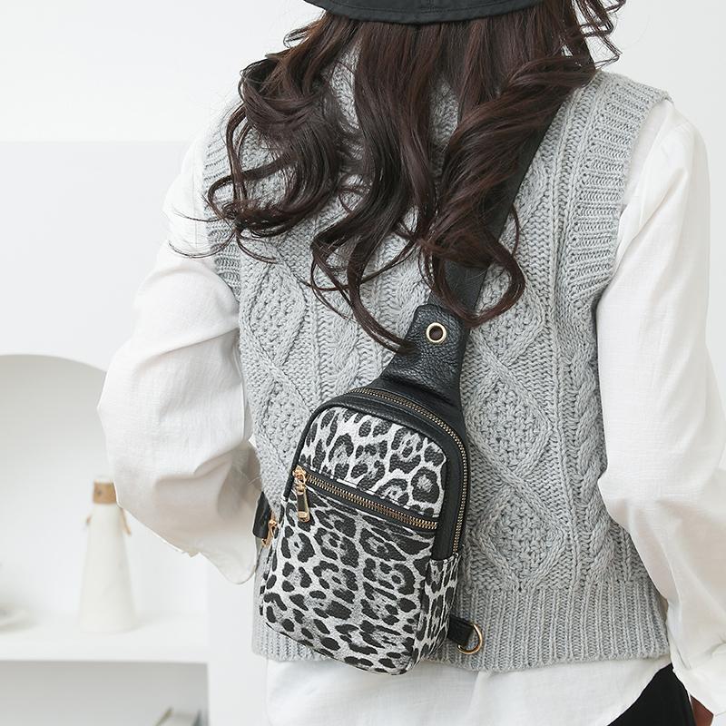 Τσάντα Στήθους με Λεοπάρ Μοτίβο Γυναικεία Τσάντα Χιαστί Χρωματική Αντίθεση Ώμου Κινητού Τηλεφώνου Μικρή Τσάντα