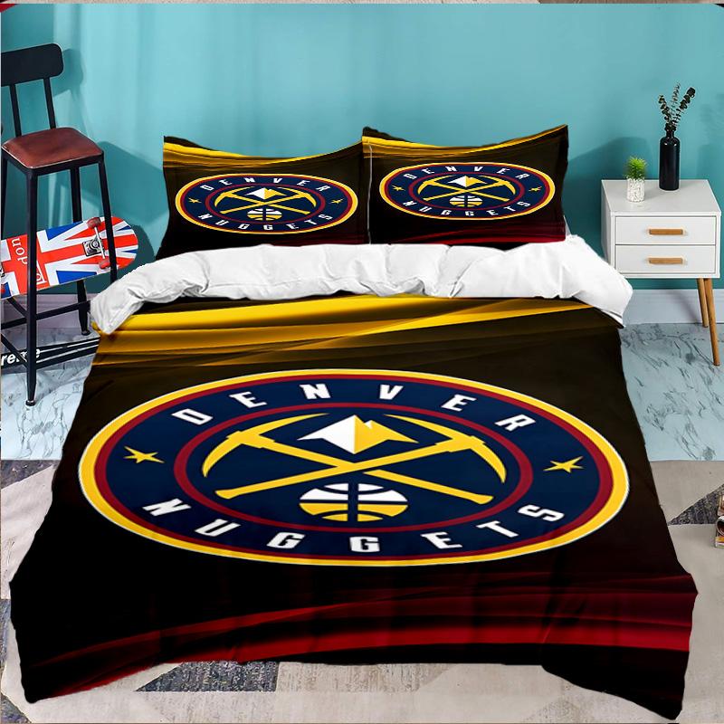 Denver Basketball Team 3pcs Bedding Set,Including 1pc Duvet Cover And 2pcs Pillowcases Perfect Gift for Christmas,Ideal for Bedroom, Dormitory