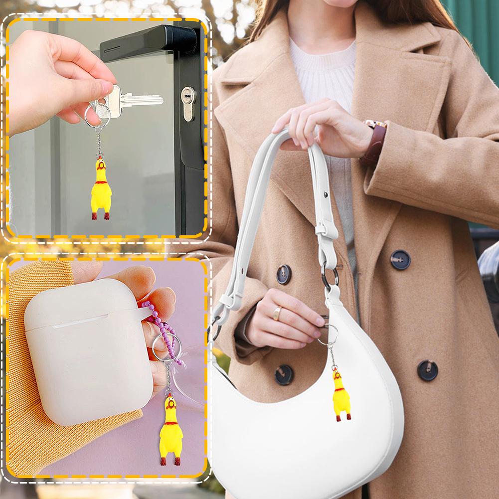 Scream Chicken Voice Chicken Keychain Mini Rubber Squeeze Screaming Chick 1-5PCS Yellow Shrilling Screaming Chicken Keychain