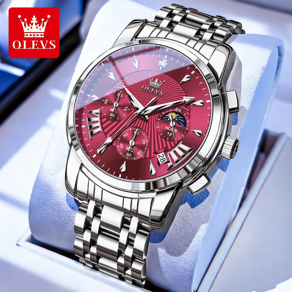 OLEVS Merk Horloge Trendy Mode Waterdicht Lichtgevend Kwarts Herenhorloge 2892