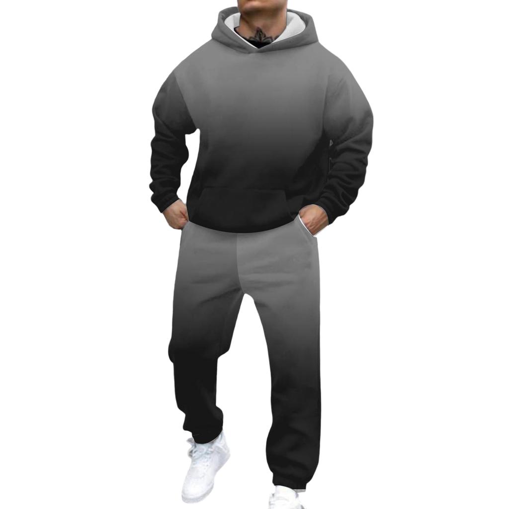 Herren Casual und personalisiert bedrucktes Langarm-Kapuzensweatshirt, Herren Sport-Sweatshirt und Sweatpants zweiteiliges Set
