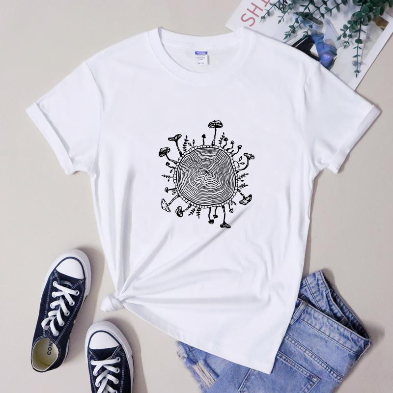 Magic Mushroom Tree Ring Tshirt Aesthetic Unisex Trippy Mushroom Cottagecore Tshirt Vintage Forestcore Cottage Core Top Tee Shir