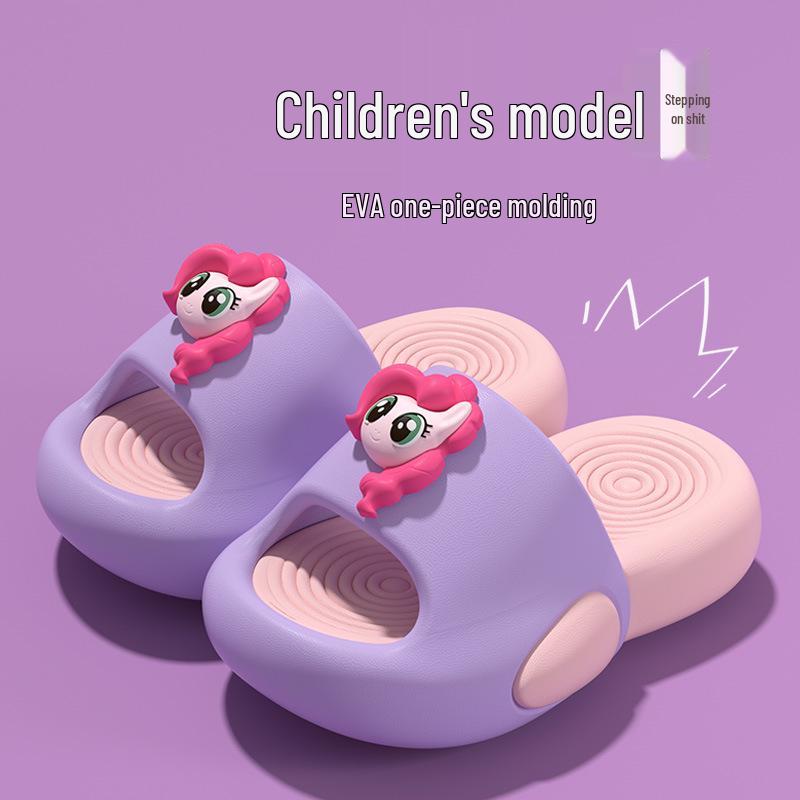 Authentic My Little Pony Parent-Child Non-Slip Summer Slippers for Kids - Pinkie Pie Cartoon Indoor Shoes