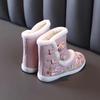 Girls' Winter Hanfu Shoes: Velvet-Lined Embroidered Cotton Boots with Non-Slip Soft Sole