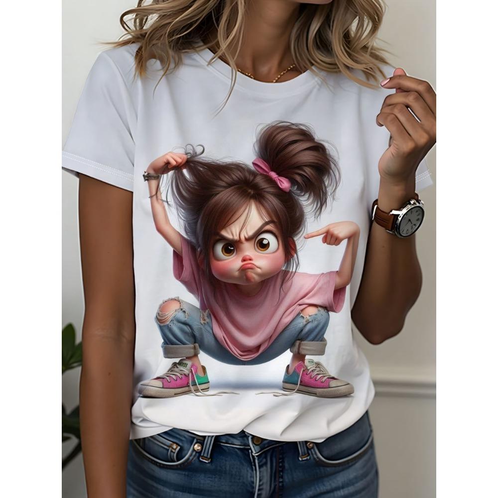 Women’s Summer Printed Short Sleeves T-Shirts Personalized Girl Graphic Casual Trend Clothing Tees Tops Vacation Woman Clothes