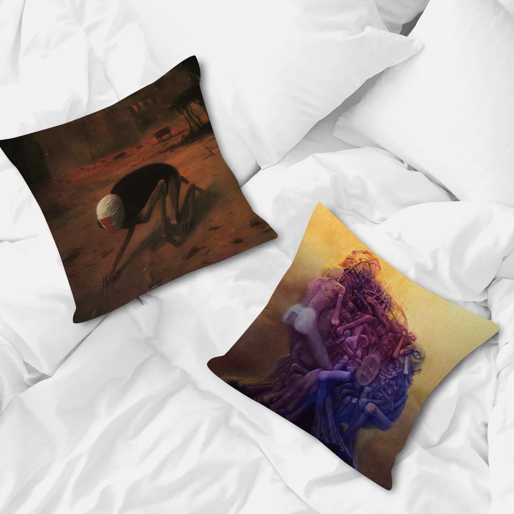 Z-ZdzislawBeksinskis Art  Pillow Covers Cartoon Sofa Decorative Home Double-sided Printing Short Plush Cute Cushion Cover