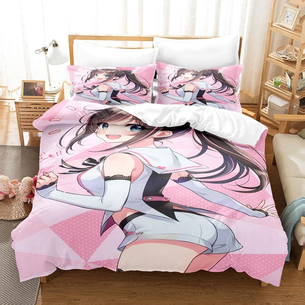 3d Printing  Kawaii Girls Kizuna AI Bedding Set Single Twin Full Queen King Size Bed Set Adult Kid Bedroom Duvet Cover Sets
