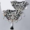 Modischer Abnehmbarer Falscher Kragen Besticktes Halsaccessoire Vintage Perlenkette Quasten Schwarz Schal Capelet für Kleid