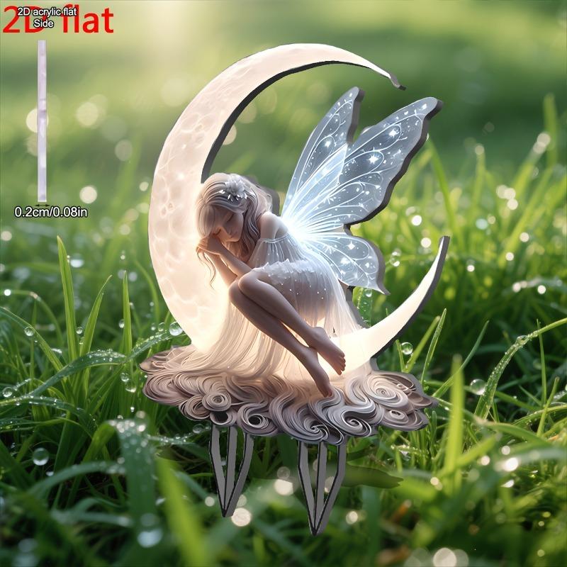 2D Flat Acrylic Moonlight Fairy Garden Stake Sign, Suitable for Wall Decoration, Porch, Room, Villa, Accents Home, Hallway, or Workplace - Rustic Farm