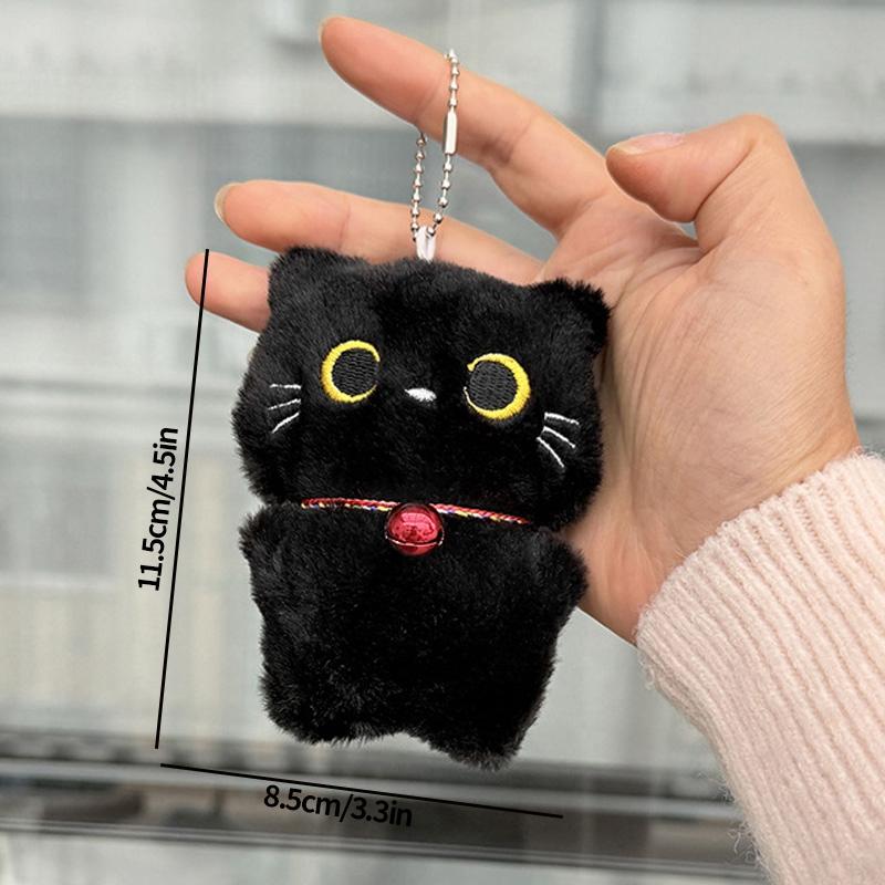 Cute Black Cat Plush Pendant Pilot Little Black Cat Hanging Backpack Creative Cat Plush Phone Gift Bag Charm