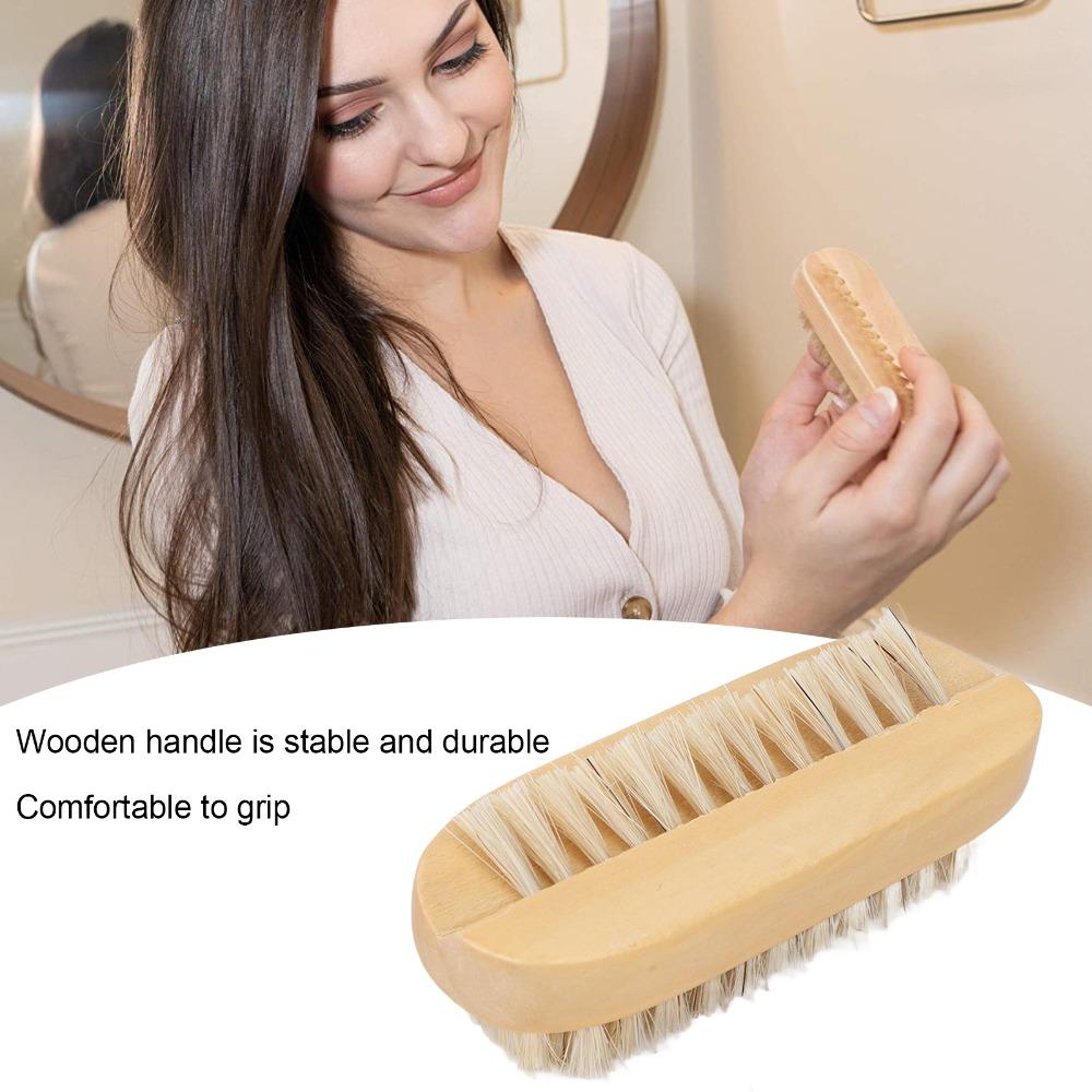 Double Sided Nail Cleaning Brush Wooden Fingernail Care Brush  Household Personal Cleaning