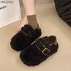 2026 Autumn Winter Plush Cotton Shoes Versatile Warm Women Belt Buckle Fashion Platform Shoes Women's Comfortable Casual Loafers